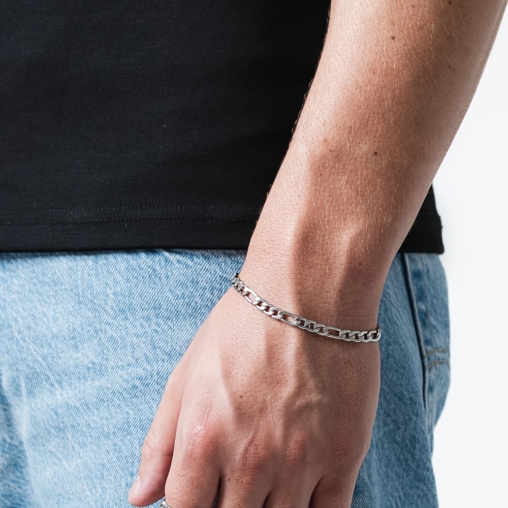 Silvery Clasp Chain Bracelets Men Women - Temu