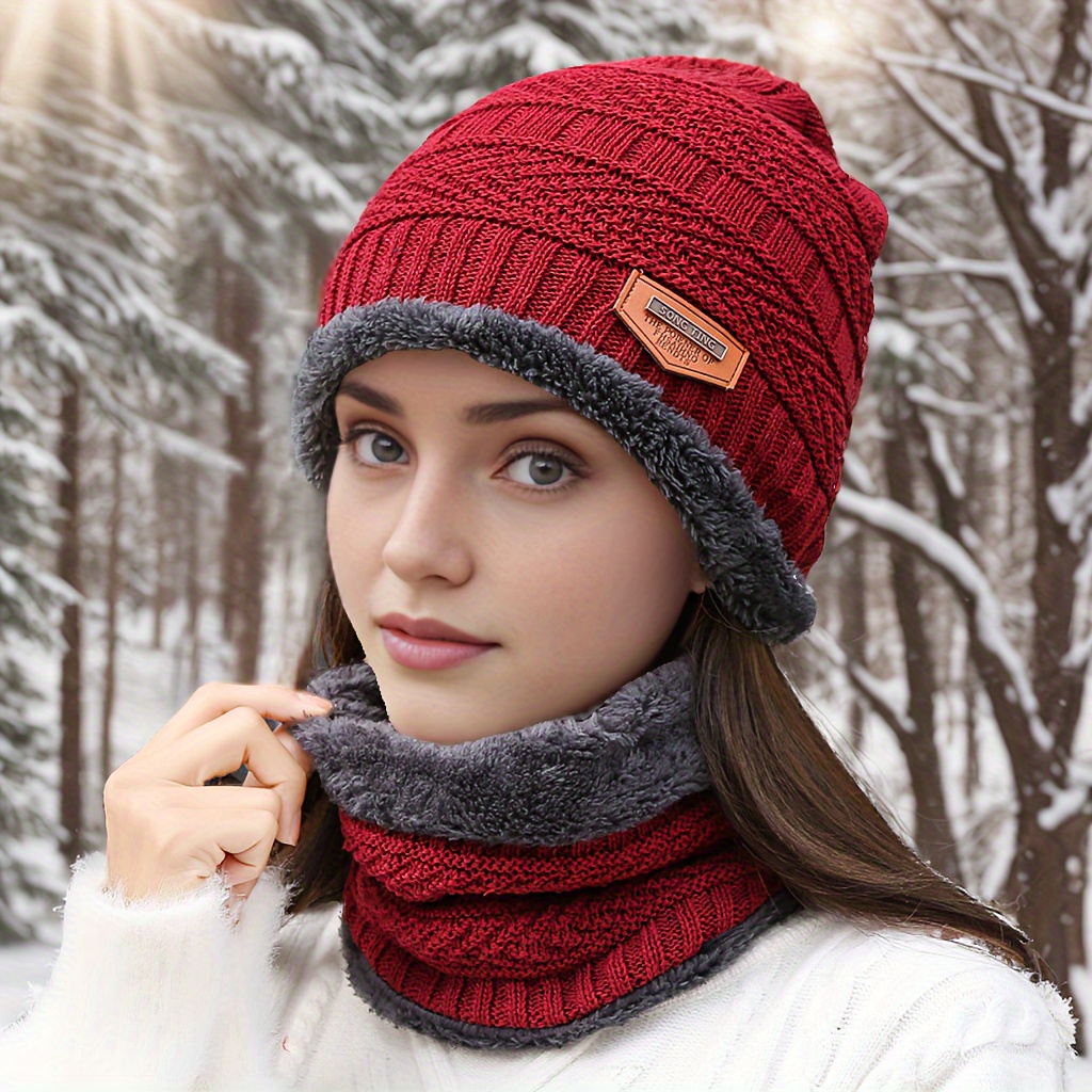 Ensemble bonnet et écharpe d'hiver pour homme et femme, tricot