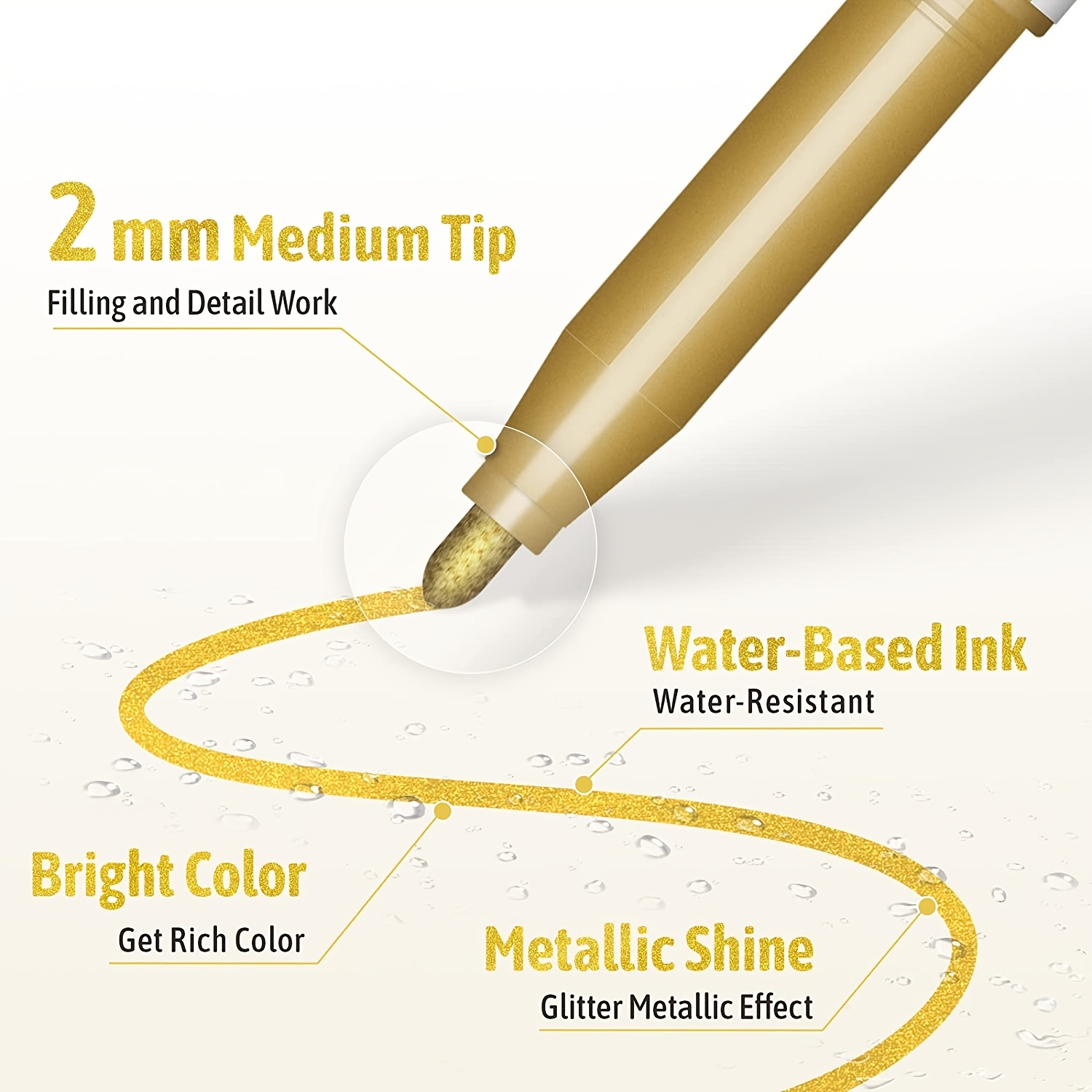 Metallic Markers Pen, 26 Colors Medium Tip Metallic Paint Pens, Colored Markers for Black Paper, Easter Egg, Art Rock Painting, Card Making, Scrapbook