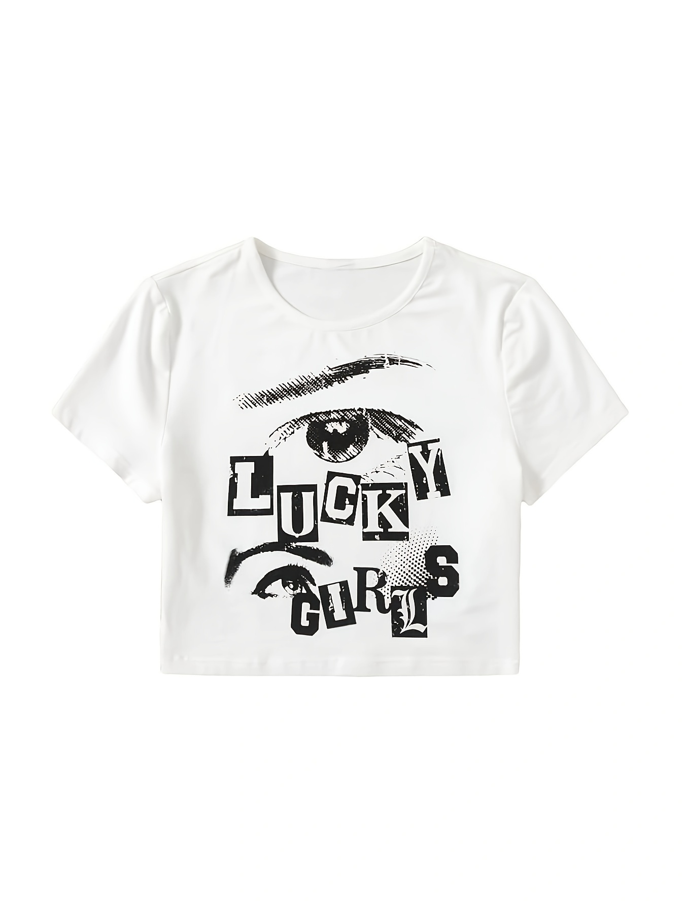 Y2k Lucky Girl Print T shirt Casual Short Sleeve Crop Top - Temu New Zealand