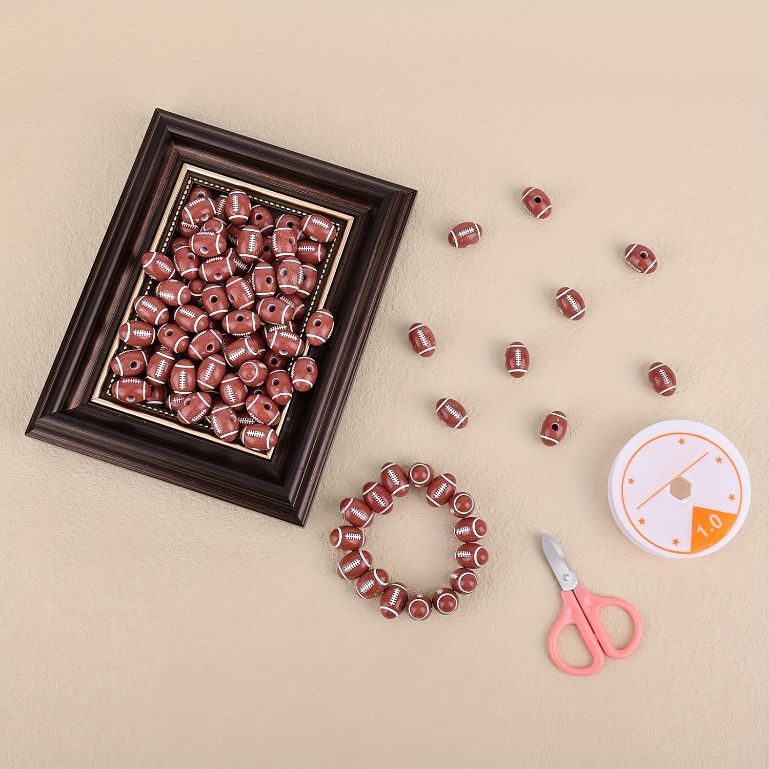100pcs Acrylic Football Beads Football Beads for Necklace Bracelet DIY  Sports Beads