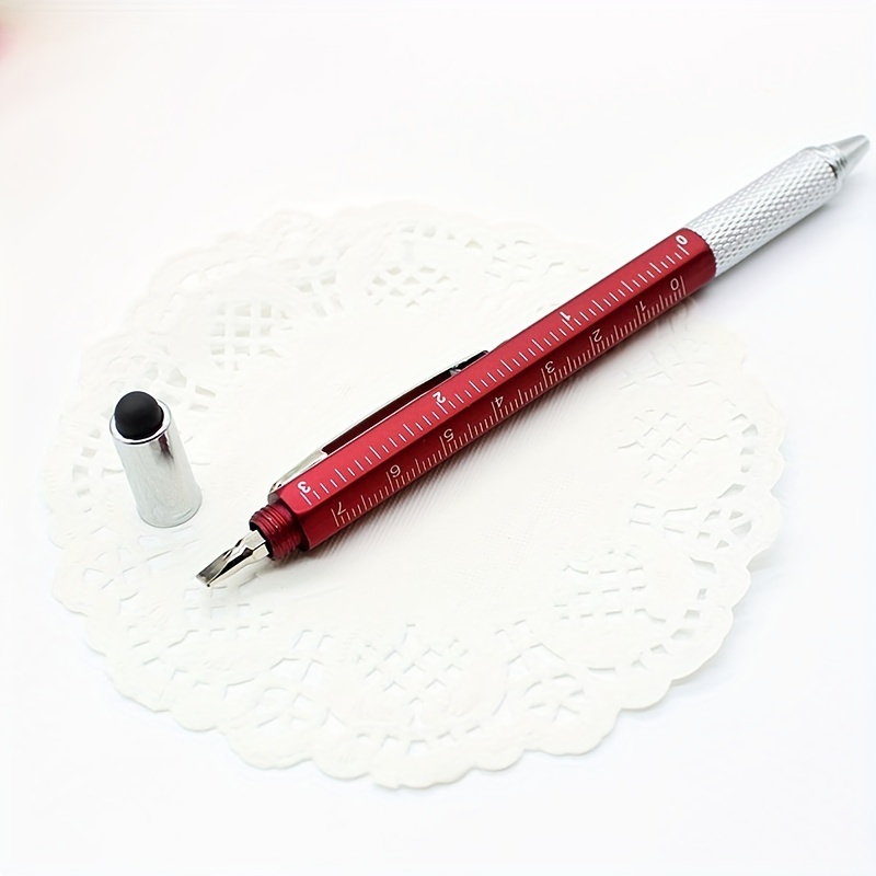 Bolígrafo de herramientas multifunción, herramienta 6 en 1 con bolígrafo,  lápiz capacitivo para pantalla táctil, regla, nivel de burbuja