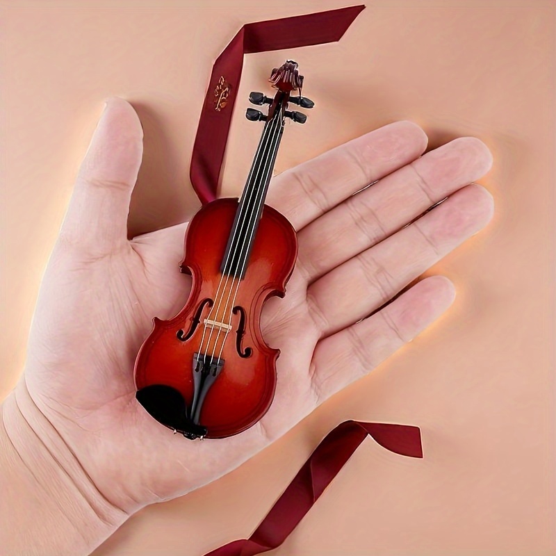 Violon miniature avec support pour archet - Le plus petit violon au monde -  Surface peinte - Violon miniature en bois pour d¿¿corer la maison ou le  bureau