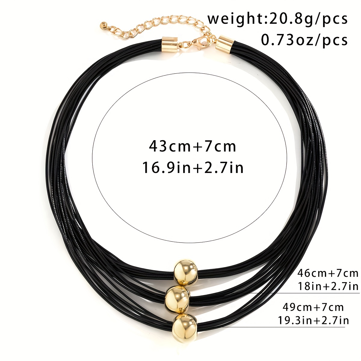 1pc handcrafted black wax thread beaded necklace - vintage-inspired multilayer design with metallic spherical accent, ideal for parties & banquets details 5