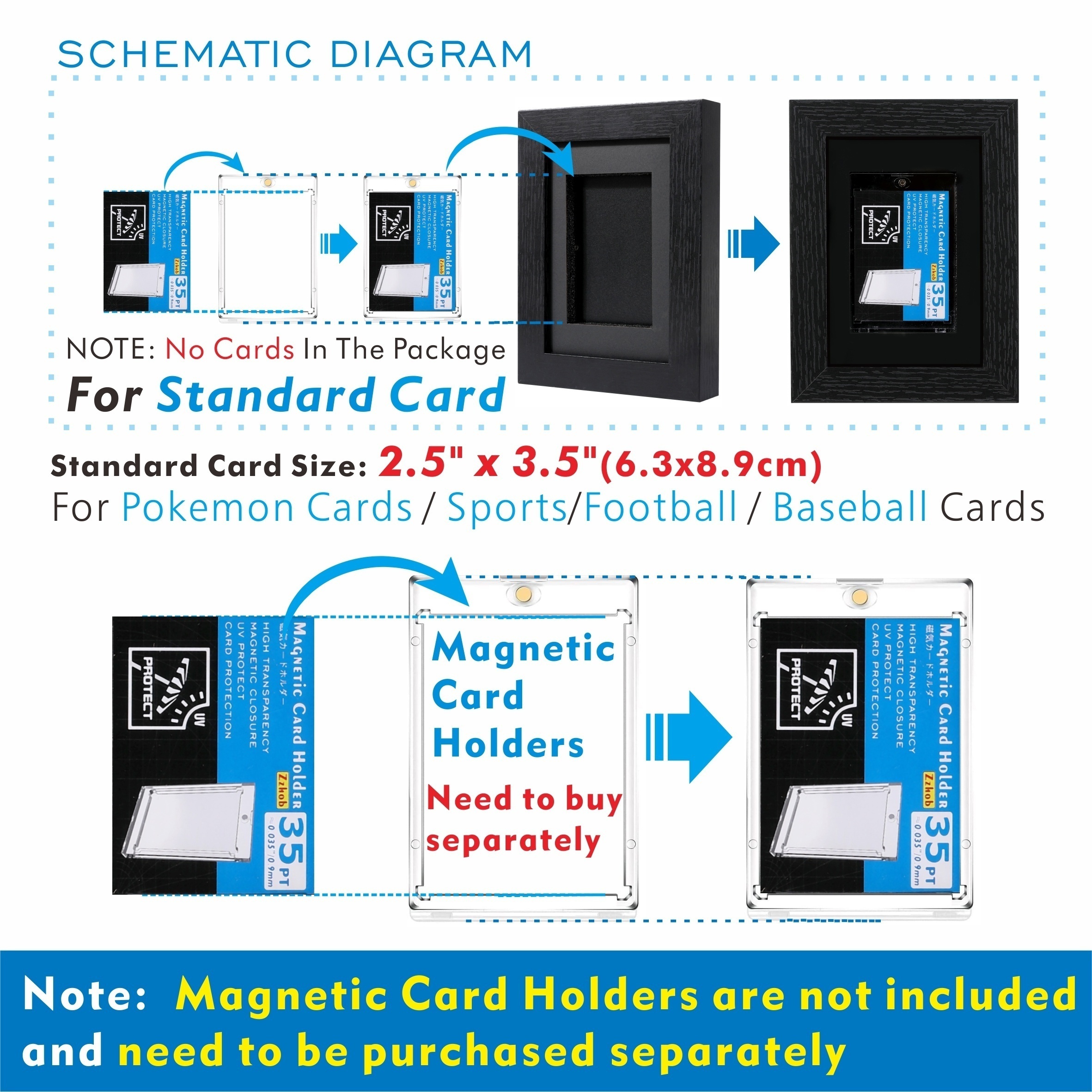 35 Graded Baseball Football Basketball Pokemon Card display Case Wall Frame