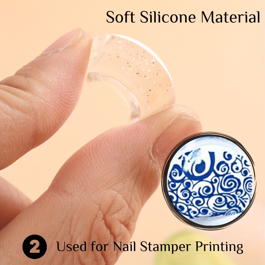 Transparent Nail Stamper With Scraper Jelly Silicone Stamp - Temu
