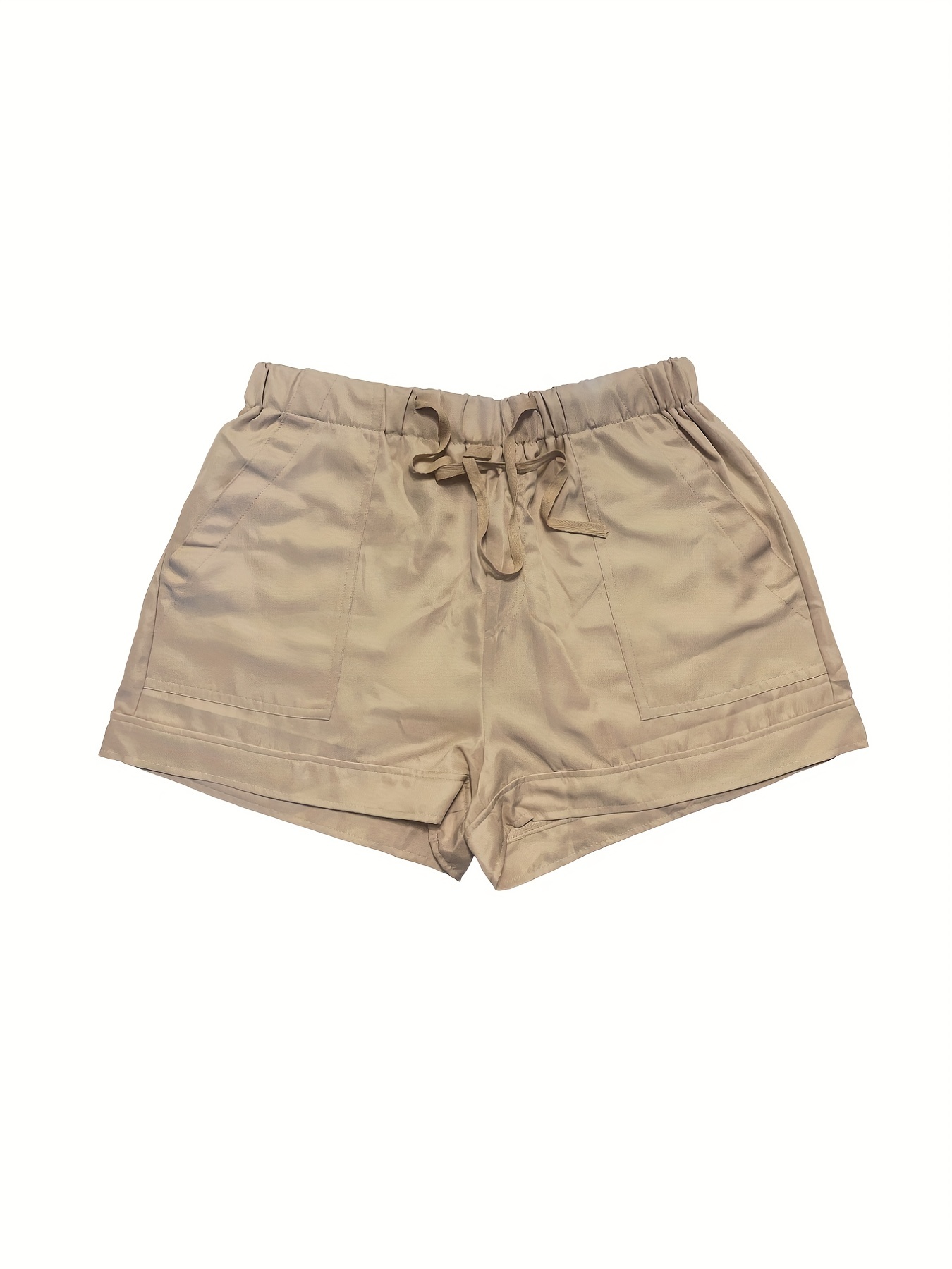 Solid Elastic Waist Shorts Casual Drawstring Comfy Summer - Temu Canada
