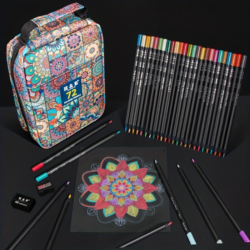 H&B high quality 72 oil color pencil kit colored pencil art, Colored  Pencils