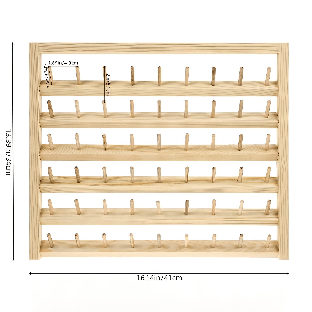 Oumilen 54-Spool Wall Mounted Wooden Sewing Thread Rack 