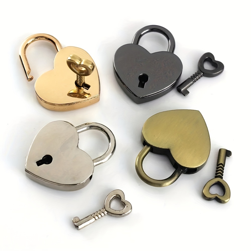 

1pc Heart Shaped Padlock Antique Mini Padlock Retro Style Box Lock With Key For Jewelry Box Small Wooden Box