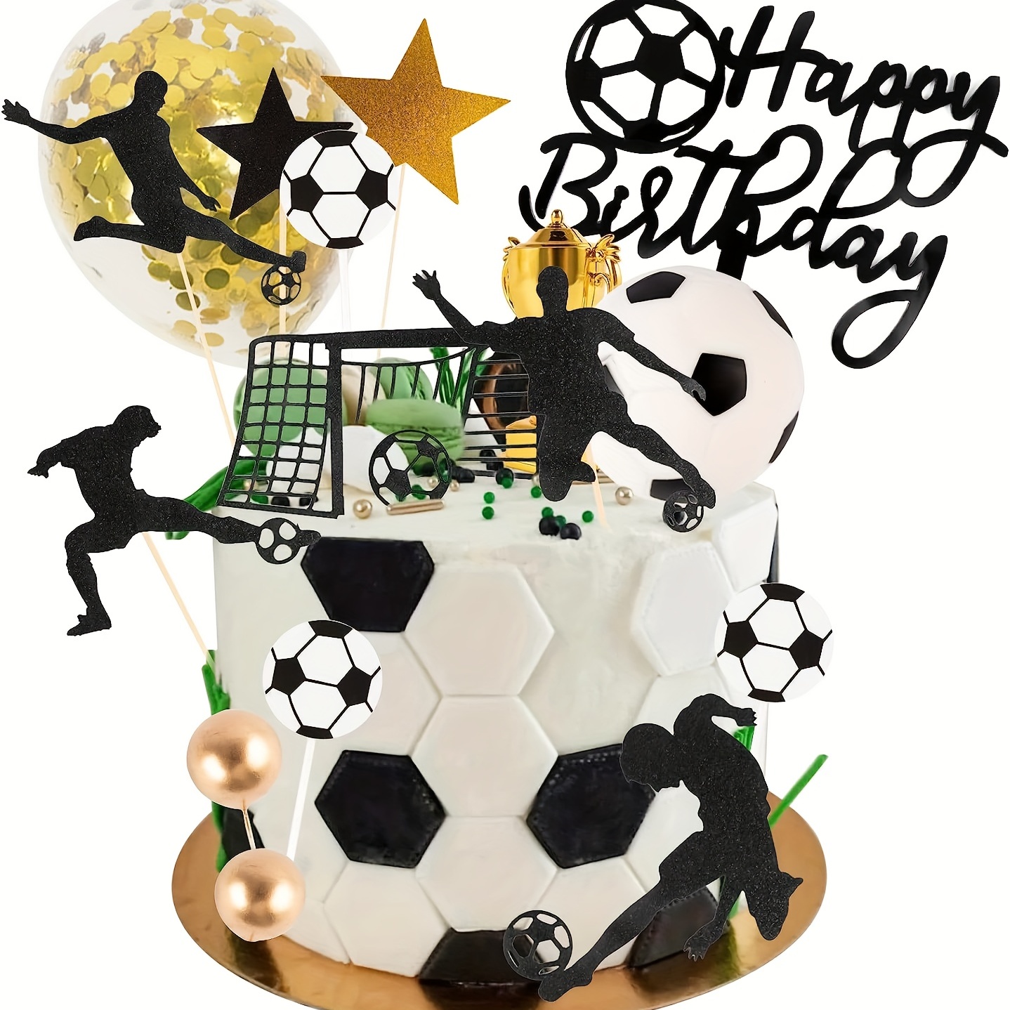 Décoration de gâteau de football, décoration de gâteau pour gâteau