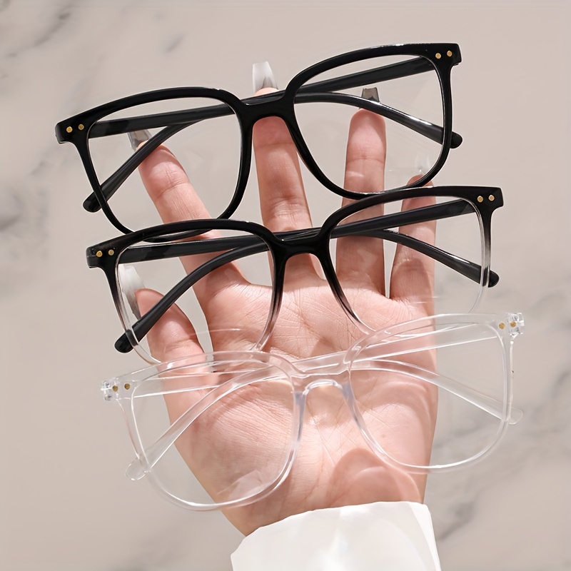 Square Frame Clear Lens Glasses Minimalist Decorative - Temu