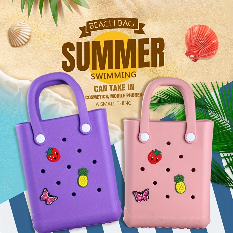 Mini Rubber Summer Beach Tote, EVA Waterproof Handbag, Portable Storage  Bogg Bag For Outdoor Travel & Sports (6.29x8.07x2.95)