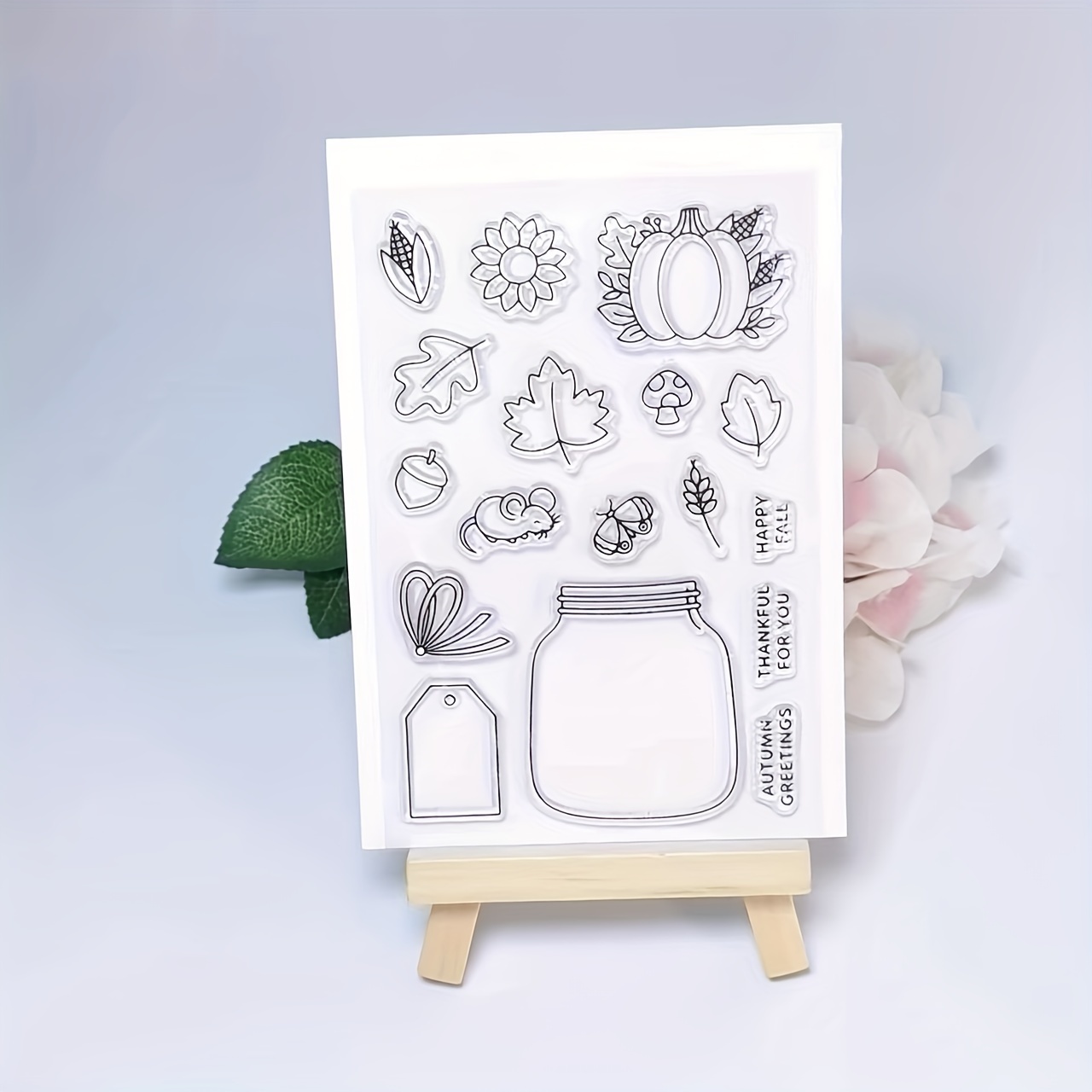 Autumn Thanksgiving Wreath Pumpkin Leaf Clear Stamps For - Temu