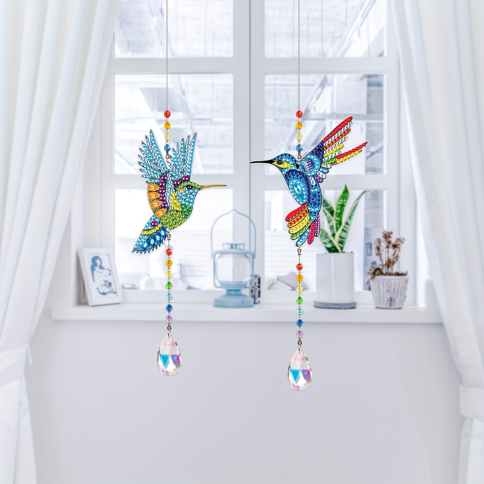 2pcs Diamond Painting Suncatcher, Double Sided 3D Diamond Painting Wind  Chime Paint By Number, Diamond Painting Hanging Ornaments For Adults Garden