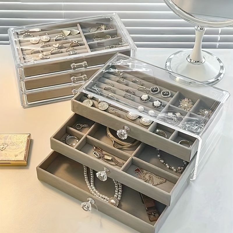 Beads Storage Box Desktop Jewelry Transparent Drawer Sub - Temu