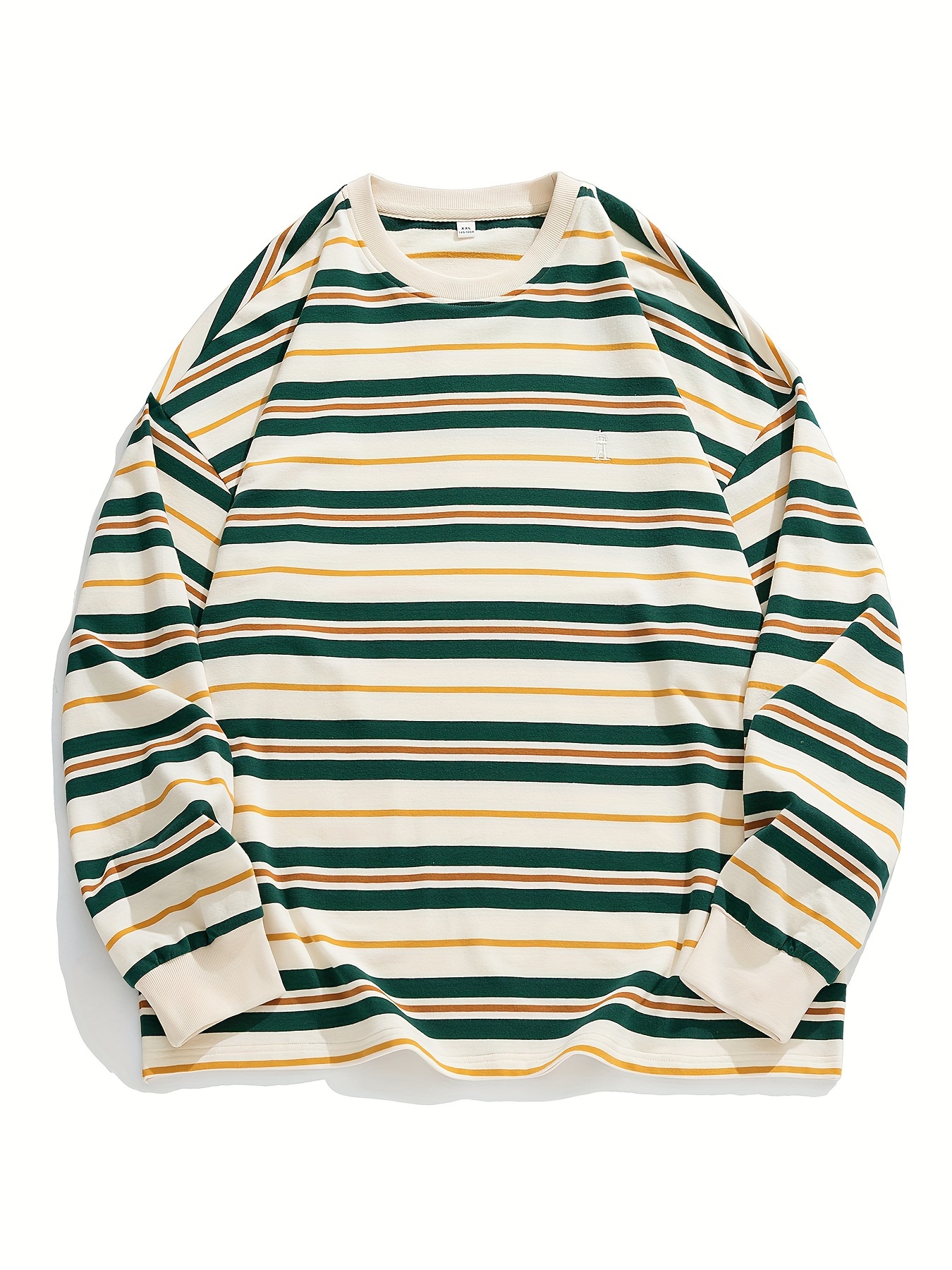 Color Block Striped Long Sleeve Round Neck Sweatshirt Casual - Temu