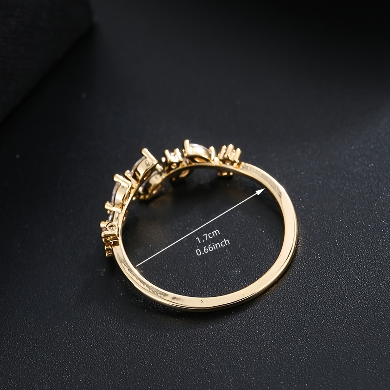 Leaf Ring Copper Material Synthetic Zirconia for Daily and Party Occasions