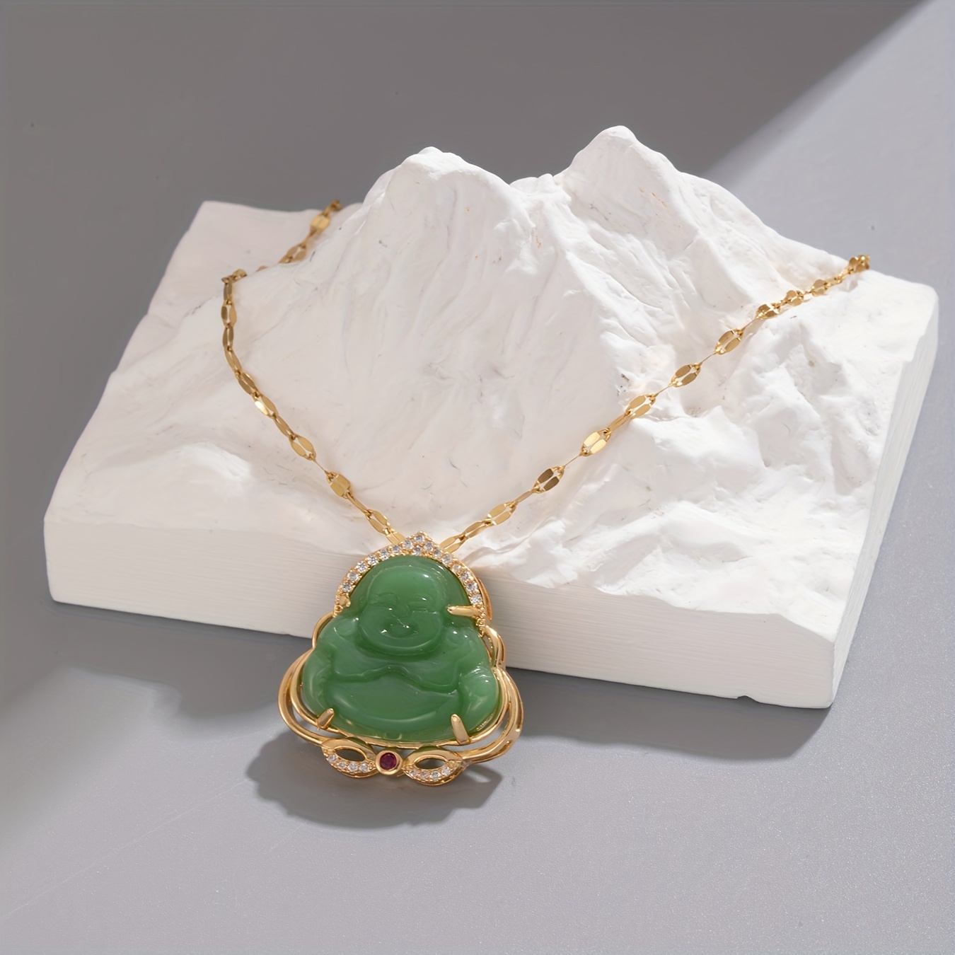 18k gold jade store buddha pendant