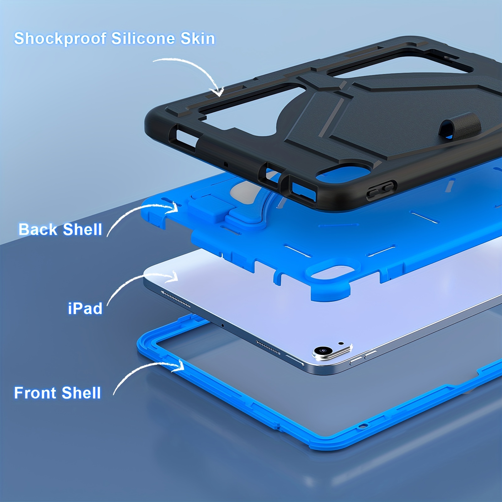 SEYMAC Funda para iPad Pro 12.9 2022/2021/2020/2018, resistente protección  a prueba de golpes con protector de pantalla, soporte giratorio de 360°