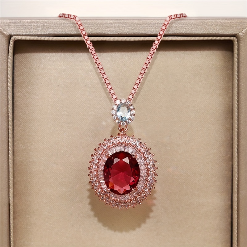 Stunning High Quality Imitation Pink Diamond Pendant Necklace