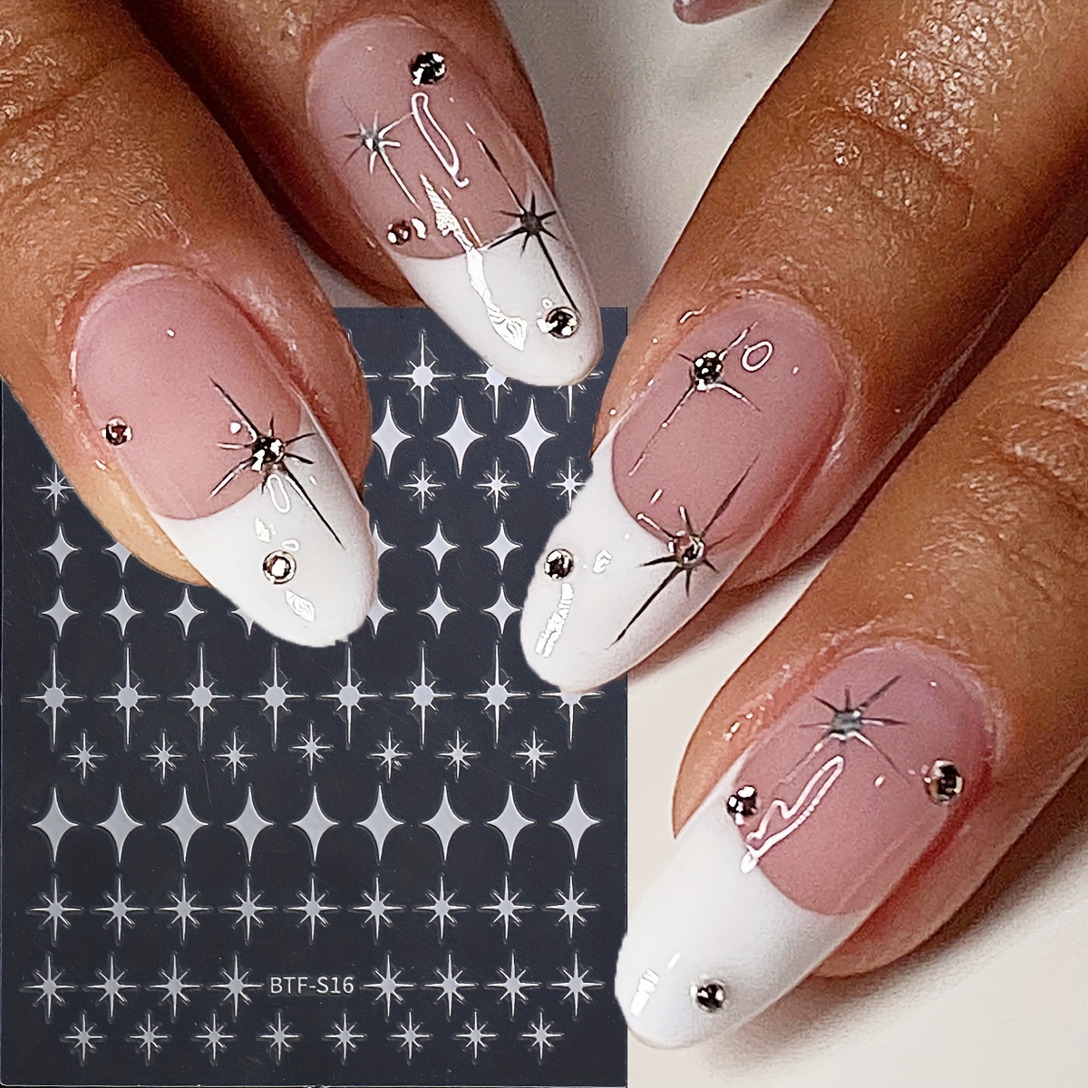 Golden Star Nail Art Stickers Self Adhesive Black And White Star Nail Art Decals Nail Art Supplies For Women And Girls