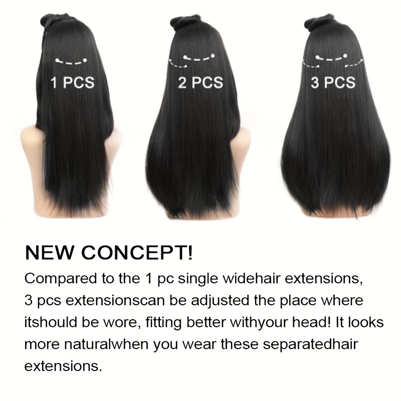 BRAID Thick Long Straight 3PCS Clip In Hair Extensions 50.8cm Pack of 3