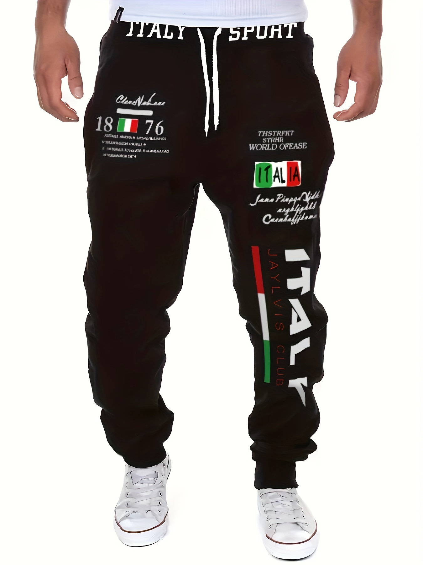 italy Print Hip Hop Style Joggers Men's Casual Stretch - Temu