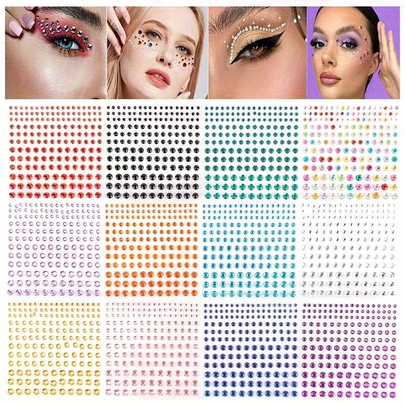 Acrylic Crystal Gems Bling Eye Face Stickers Jewels Makeup