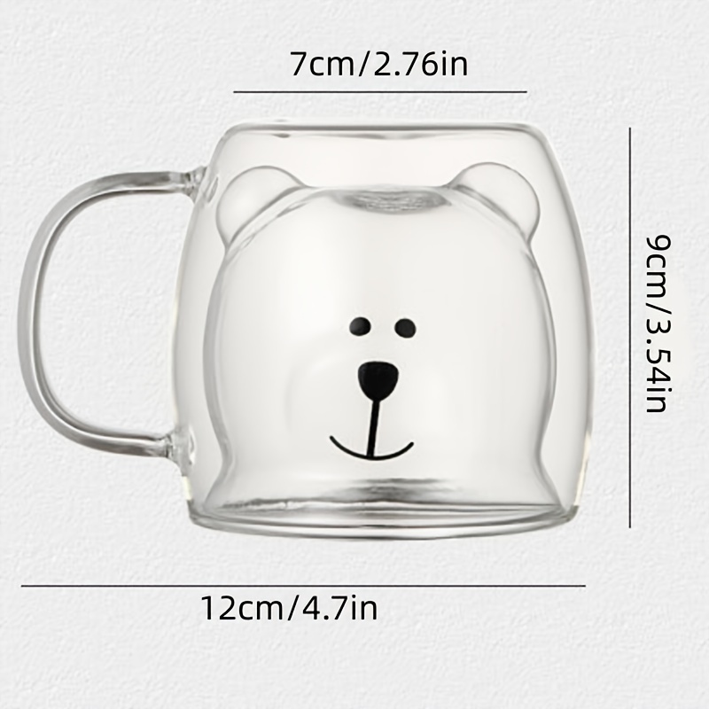 Cute Glass Bear Mugs Insulated Double Wall Glass Cup Coffee Mug