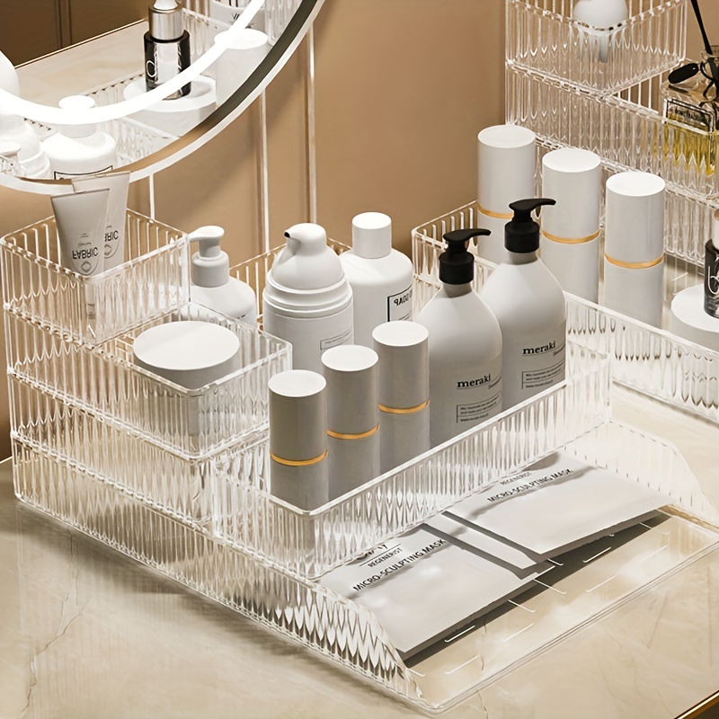 Transparent Cosmetic Storage Box with Shelf