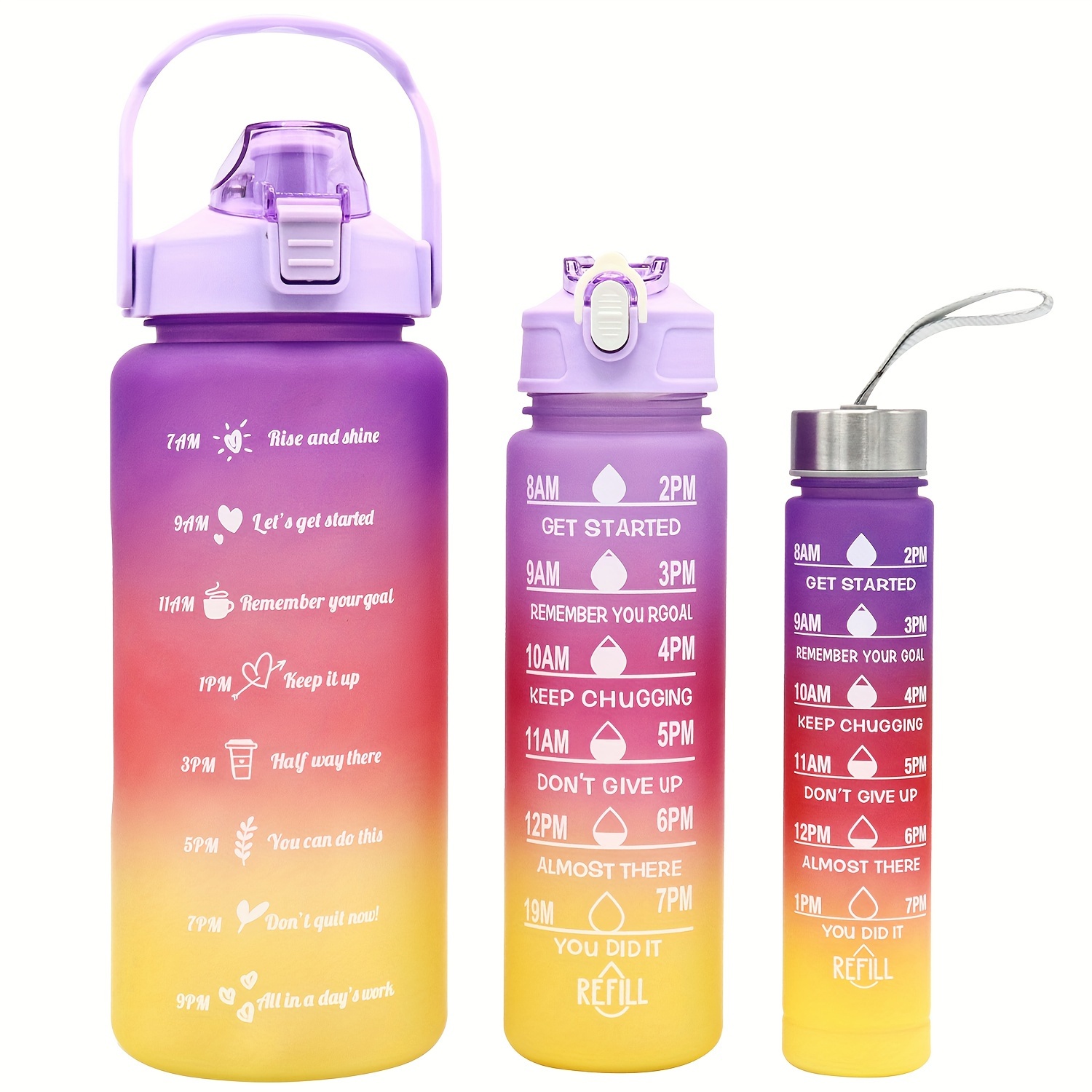  Botella de agua aislada de 67.6 fl oz/67 oz para mujer, botella  de agua deportiva de gran capacidad, con escala de tiempo, botella de agua  de viaje (color B-morado, tamaño: 2