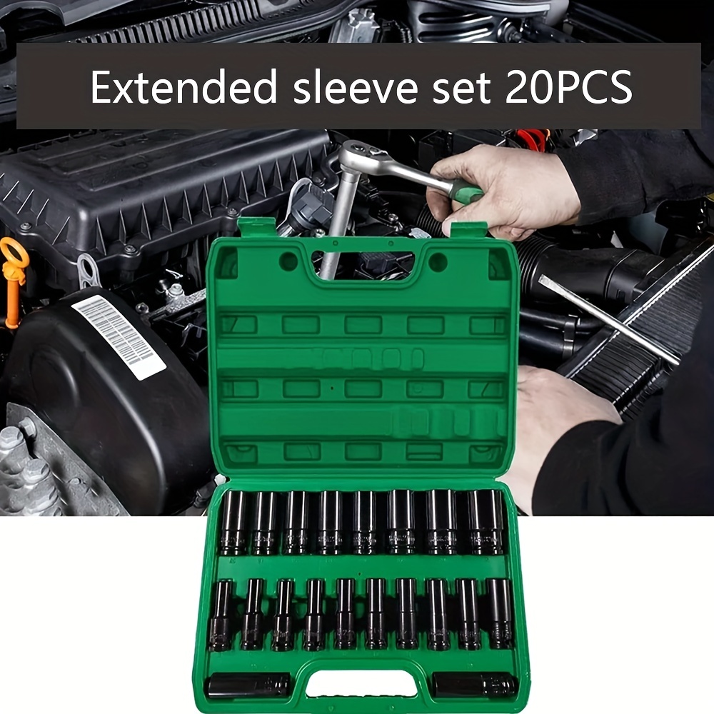 

20pcs/set Hex Impact Wrench Sockets 8-32mm 1/2 Inch Black Finish Heavy Duty Socket Set For Auto Repair Cool Gadgets