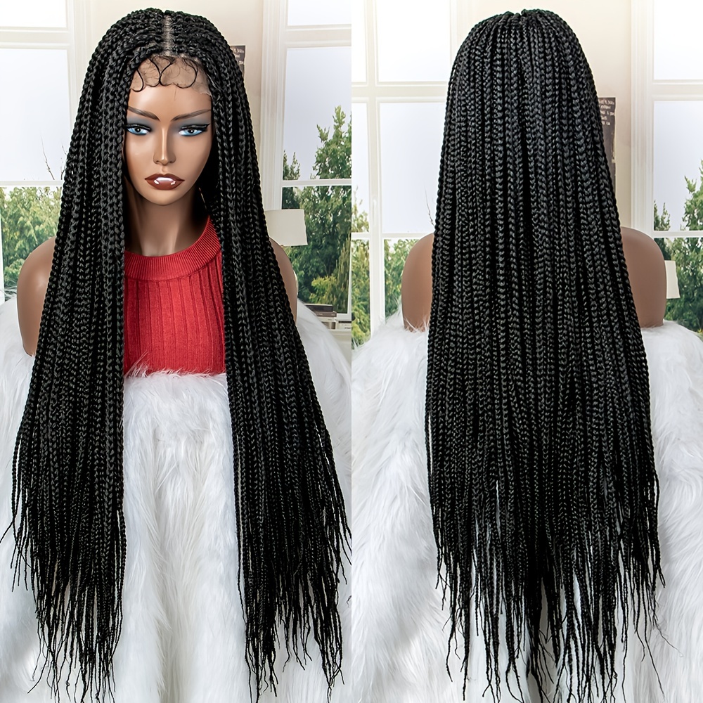 High Quality Long Box Braid Wig Braiding Synthetic Lace Front Wig Black  Burgundy Red Color Cornrow Braids Lace Wigs For Black Wome225m From Ch9807,  $22.53