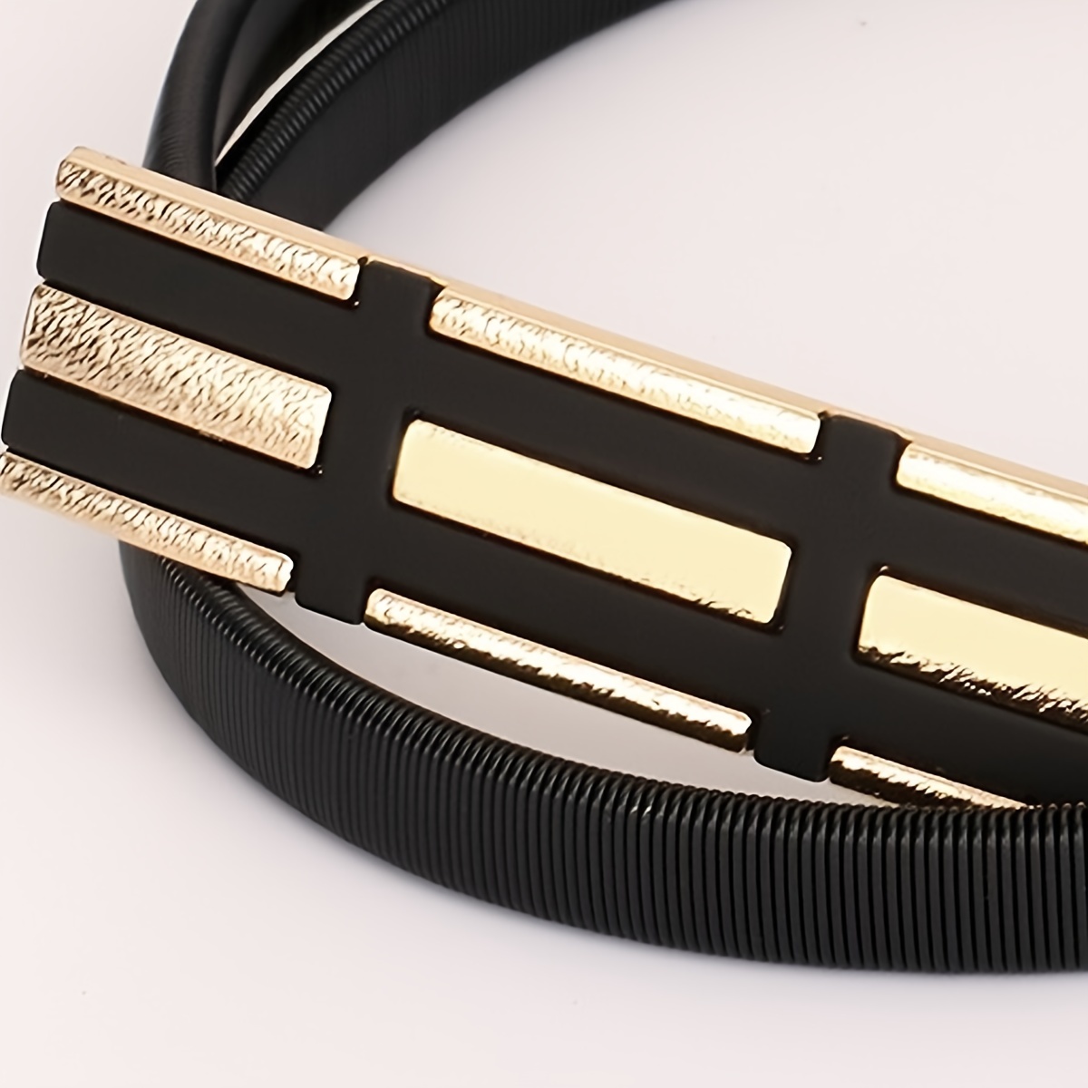 Double Metal Buckle Elastic Belt Simple Elegant Women Waistband