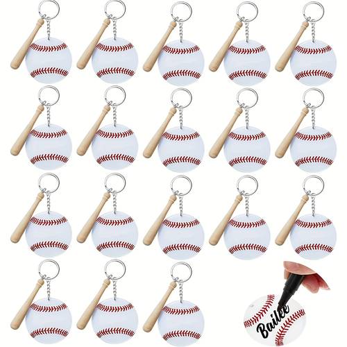 18 piece set baseball acrylic keychain double sided printed softball diy sports matching gift baseball hockey stick pendant
