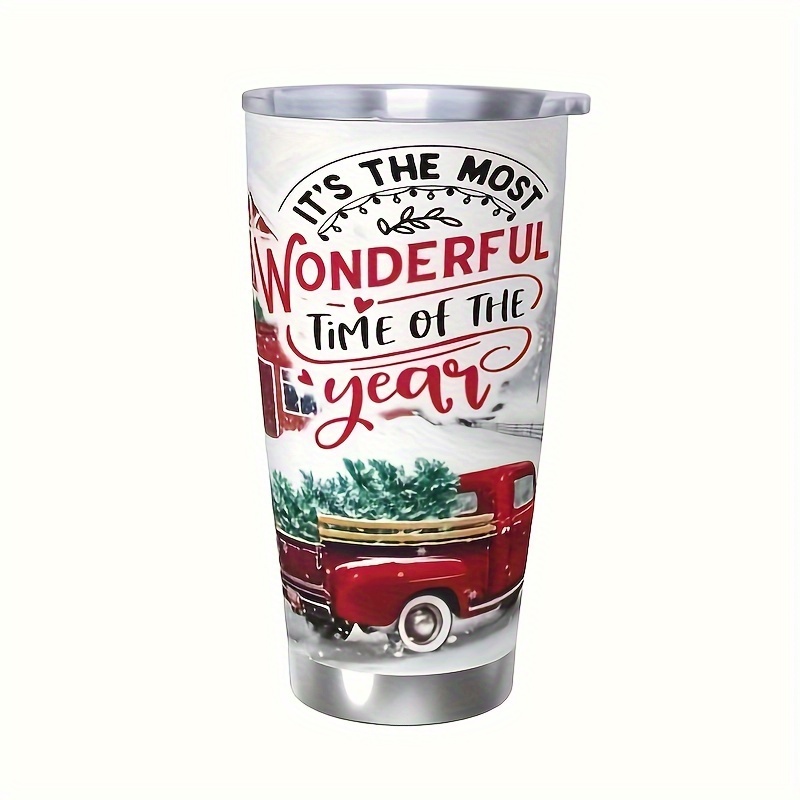 

1pc 20oz, Stainless Steel Cup, Christmas Car Insulation Cup Tumbler With Lid Travel Coffee Mugs Cup, Gift For Relatives