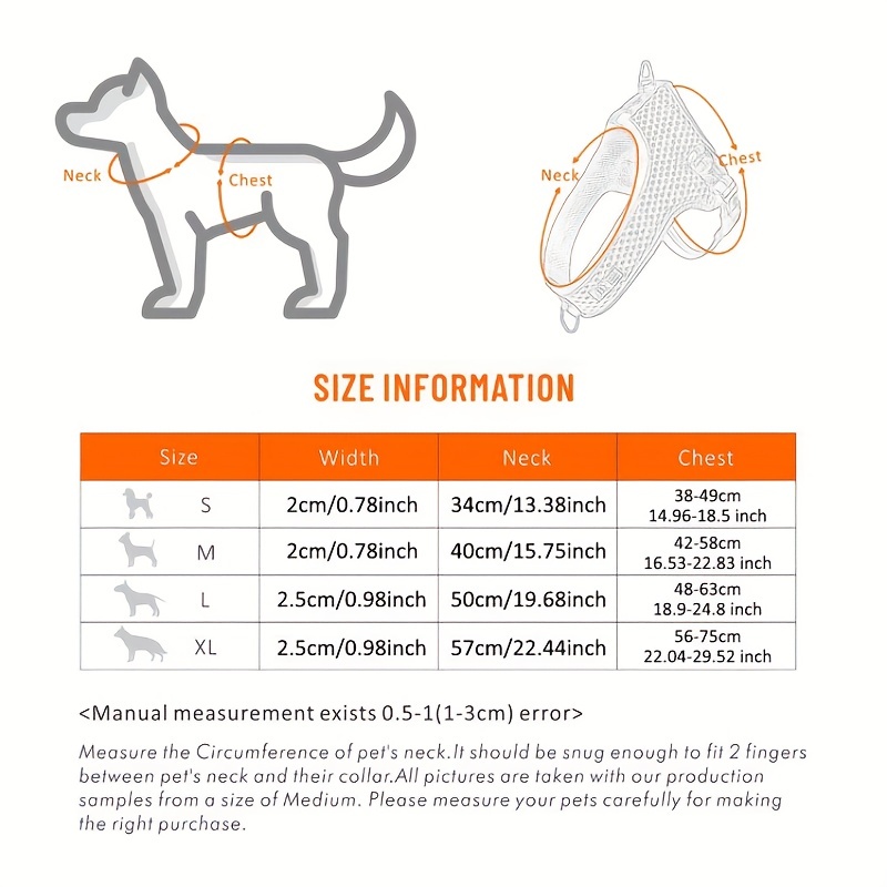 Voyager harness size store chart