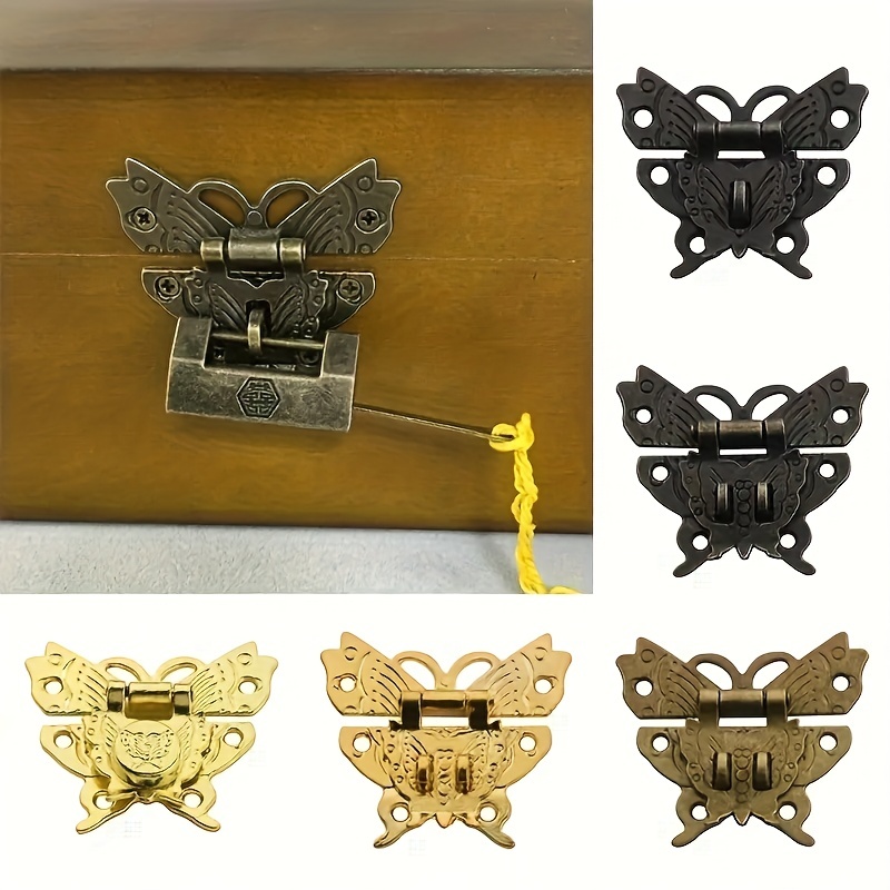 Cerraduras de gabinete vintage con cerrojo para gabinete: caja de joyería  retro, cierre de pecho antiguo con llaves, 2 juegos de cerradura decorativa