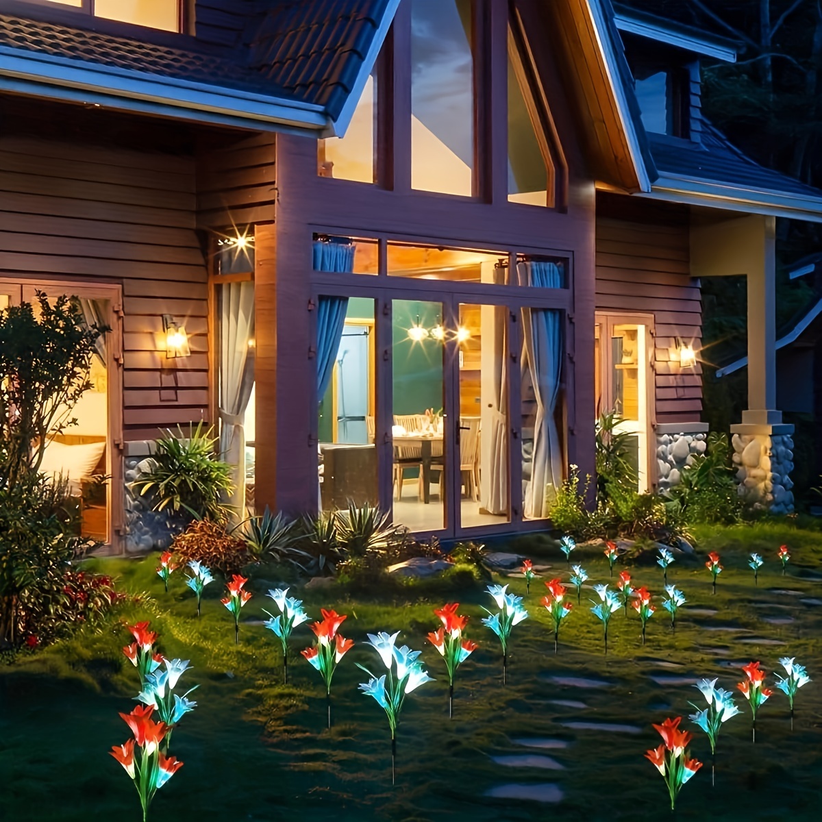 2pcs Solar Lily Garden Light 4 In 1 Newly Upgraded Solar