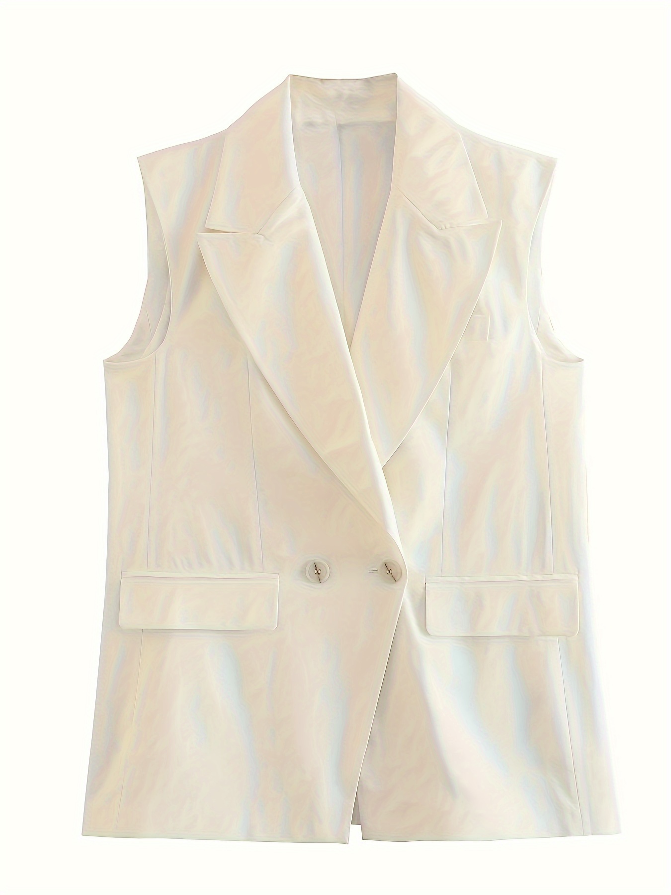Double Breasted Solid Vest Elegant Criss Cross Sleeveless - Temu
