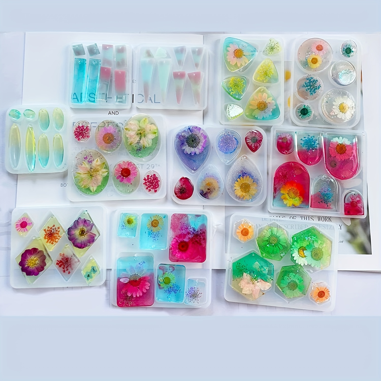 Diy Resin Kit Jewelry Molds For Pendants Earrings - Temu