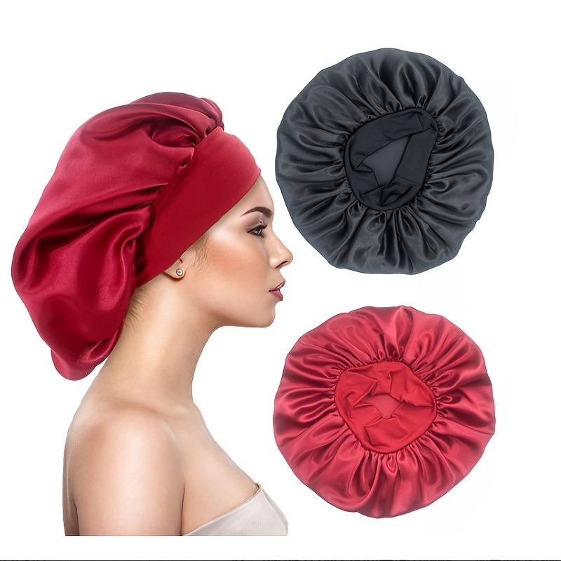 Satin Bonnet With Elastic Band For Curly Hair - Soft And