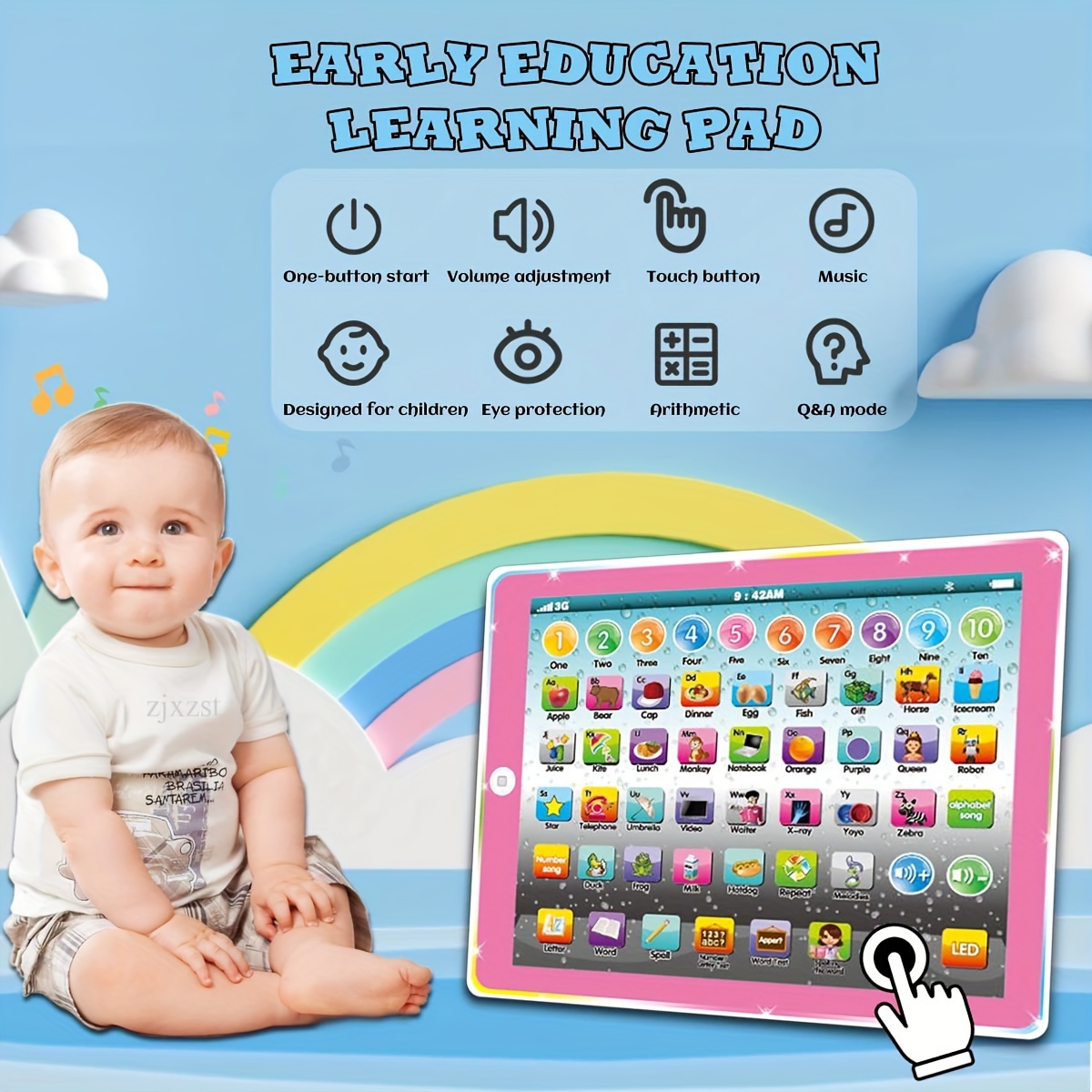 Tableta para niños Tableta para aprender Tableta para niños con  ABCWordSongMusicNumber Juguete interactivo electrónico para niños en edad