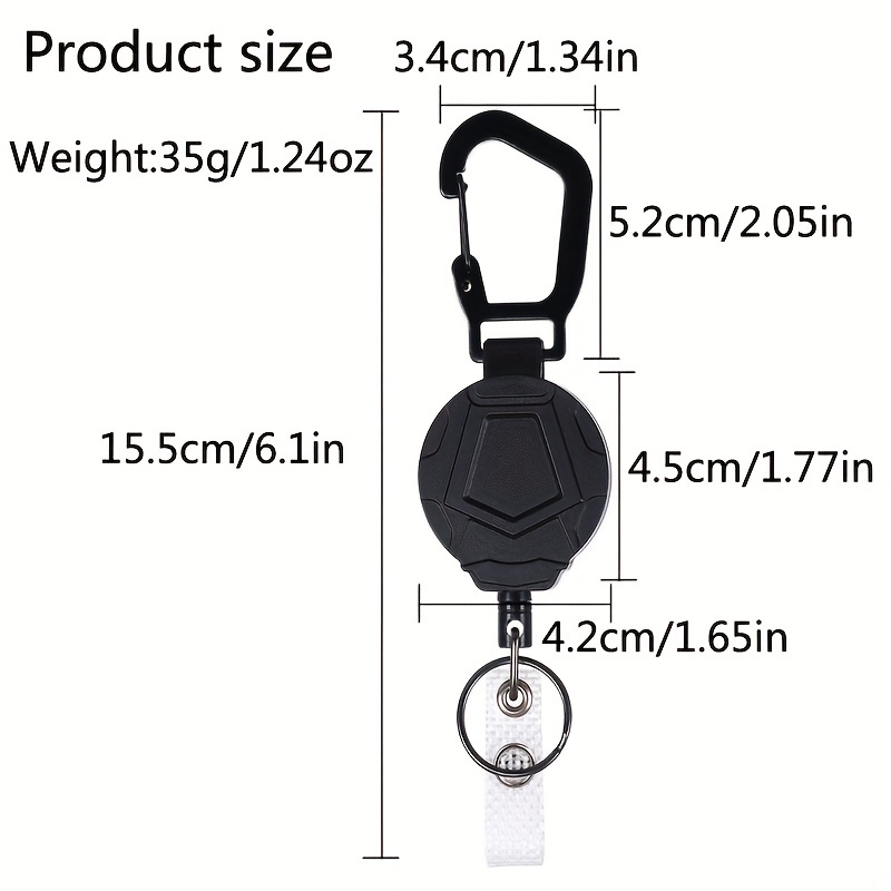 1pc Retractable Keychain For Men Heavy Duty Carabiner Badge Holder Tactical Id  Badge Reel With 25 6 Steel Retractable Cord Maximum Rebound Load 5 12oz  Ideal Choice For Gifts