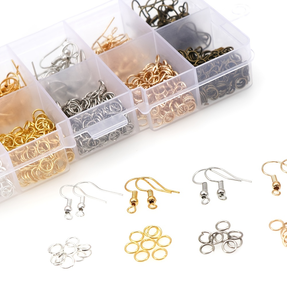 Kit de ajustes de pendientes de latón para hacer joyas, 300 unids/caja,  redondos y planos - AliExpress