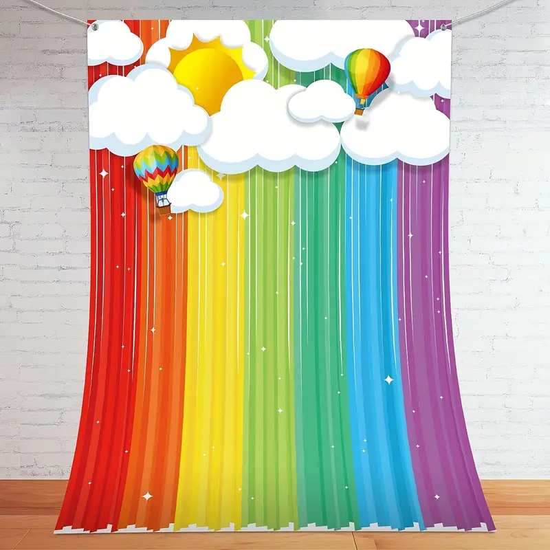 Rainbow Birthday Backdrop Party Decoration Rainbow Colorful - Temu