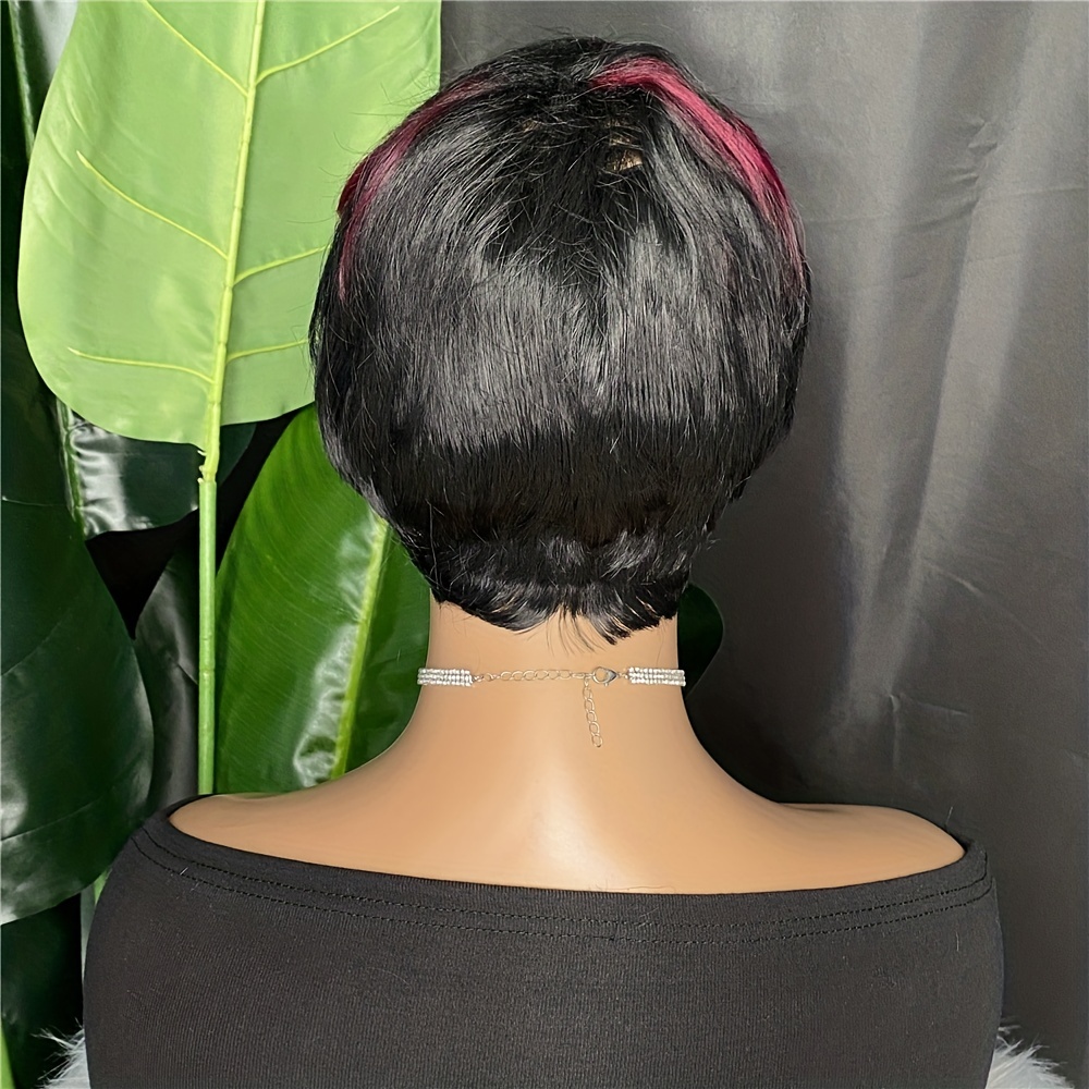 Burgundy Pixie Cut Bob Wig Short Hair No Lace Front Wigs