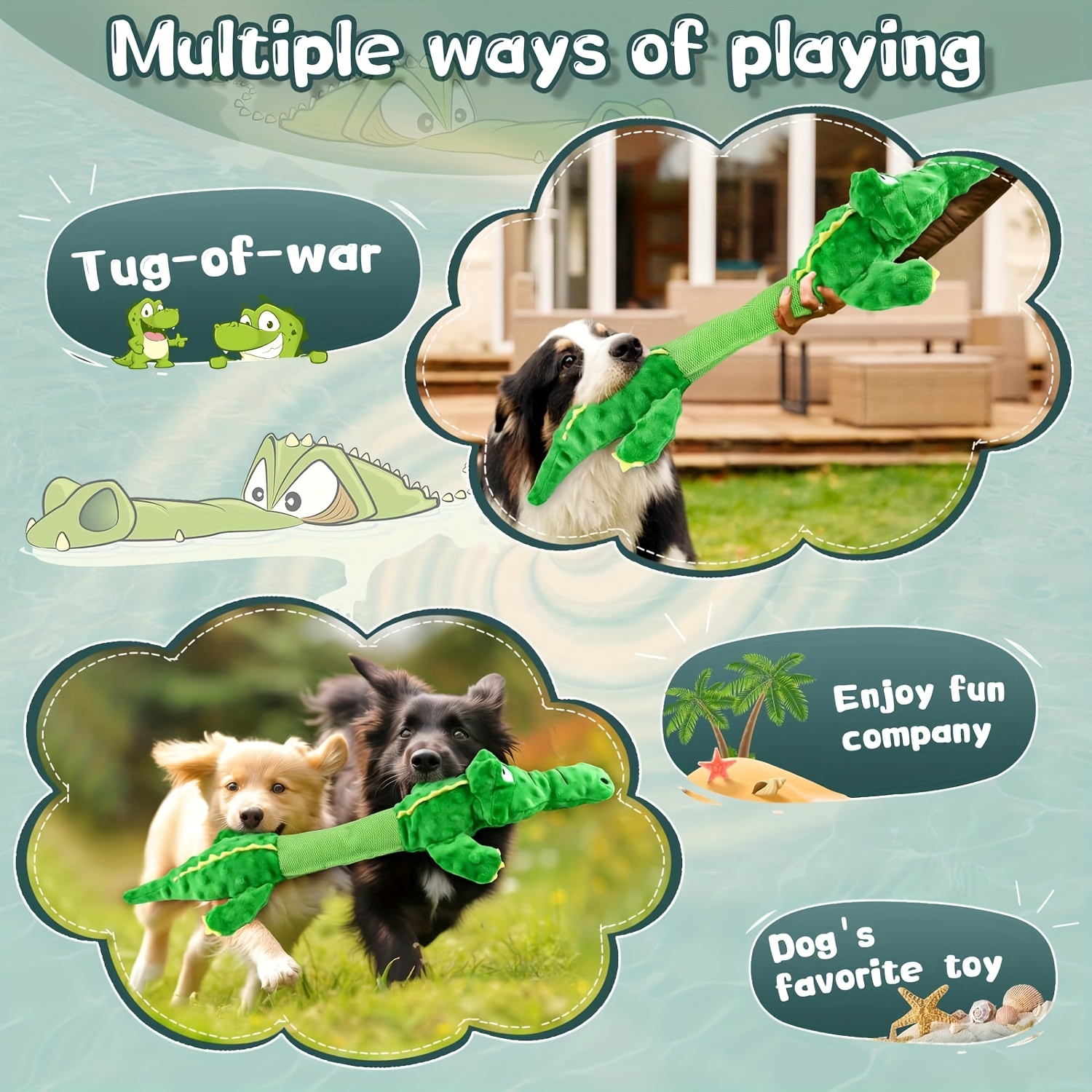 Super Large Dog Toys - Durable Stuffed Squeaky Dog Toys - Plush Crocodile Dog  Chew Toys - Tug Of War Tough Interactive Dog Toys - Dog Toys Birthday  Christmas Gifts For Large Dogs - Temu
