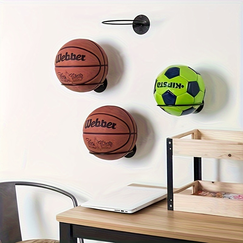 Support mural pour ballon de basketball, volley, football économiseur  d'espace pour panier de basket